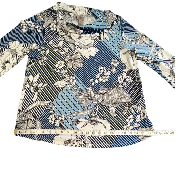 Easywear by Chicos Womens Floral Print Turtle Neck Blouse Size 2/Extra Large - Picture 3 of 8